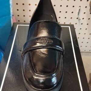 Karl Lagerfeld Glossy Black Flats